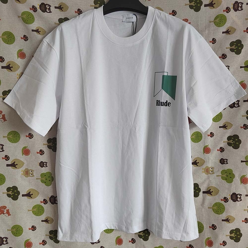 Rhude Track Logo Tee In White